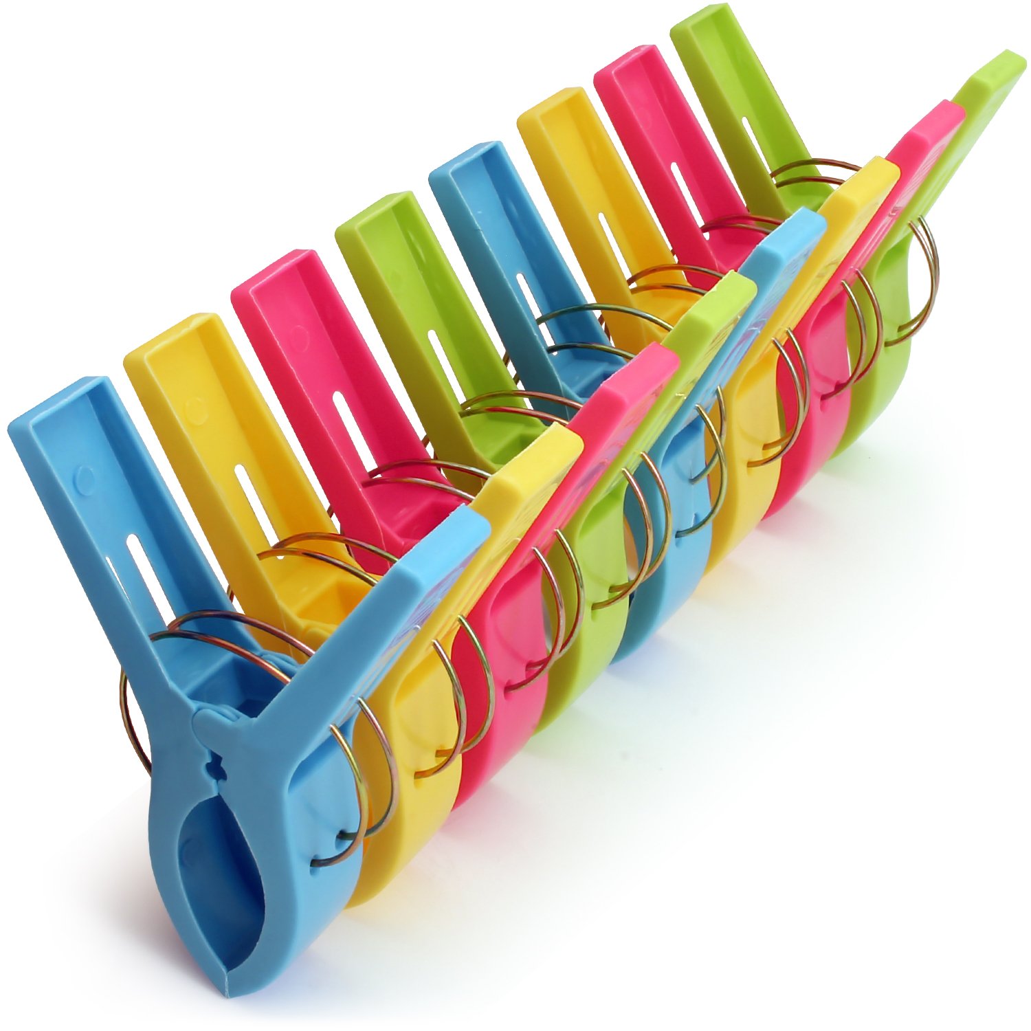igadgitz home U6830 Beach Towel Clips Plastic Hanging Pegs Multipurpose Quilt Clips for Laundry, Sunbed, Pool Lounger, Clothes etc - Pack of 8