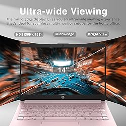 HP New 14" HD Ultral Light Thin Laptop, Quad-Core