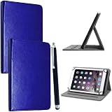 Mobile Stuff 10" 10.1" Tablet Leather Folio Case Stand 360 Rotator Blue + Stylus