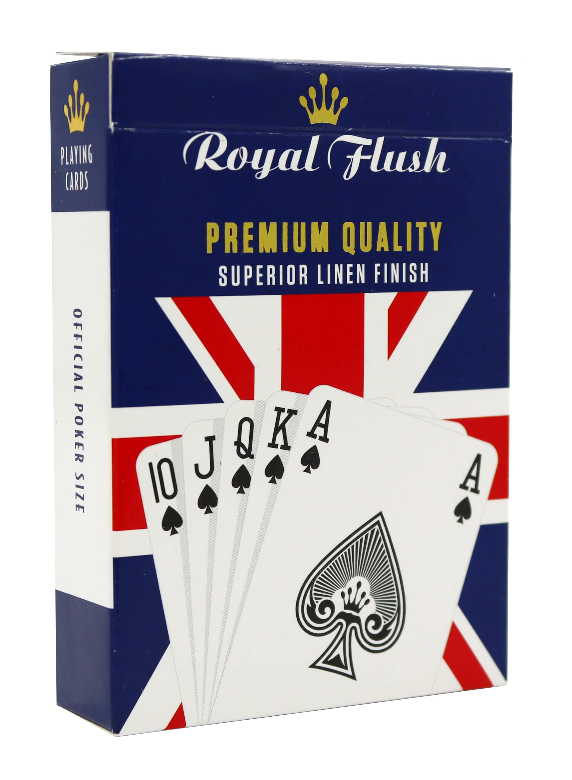 Royal Flush Union Jack Playing Cards - 1 Deck of Poker Cards, Superior Cartamundi Linen Finish, Easy To Shuffle & Durable, Great Gift For Games Night