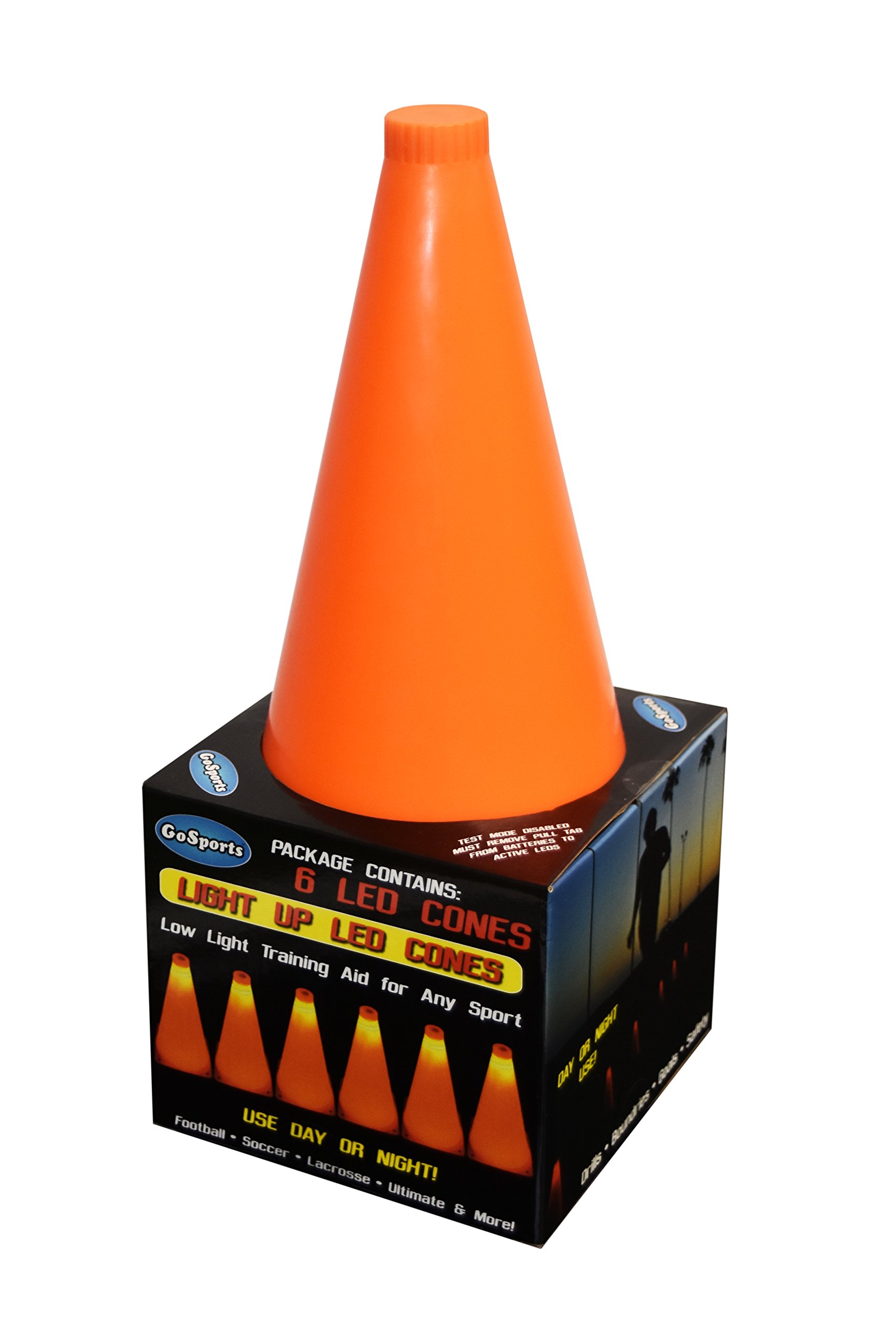 GoSports LED Light Up Sports Cones (6 Pack), 9 Inch