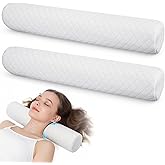 YBEATY 2PCS 3.1" H Small Cervical Roll Pillow Round Neck Support Memory Foam Pillow Soft Ergonomic Cylinder Bolster for Bed Improved Sleeping Legs Back Yoga Tension Muscle Relief