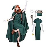 DAZCOS Womens Cosplay Costume Bunny Cloak Green Dress for Halloween