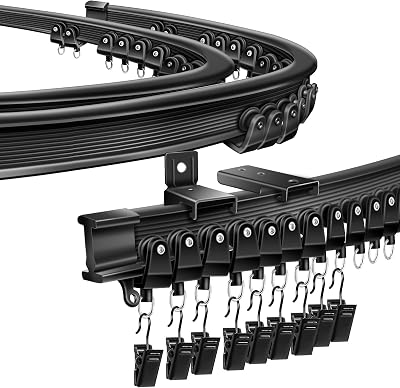 SEGNAYEN Flexible Bendable Ceiling Track Curtain Rail Black 2.5M/8FT