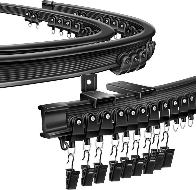 SEGNAYEN Flexible Bendable Ceiling Track Curtain Rail Black 2.5M/8FT