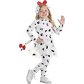 Adorable Dalmatian Toddler Costume - Dress, Tail, Satin Bow