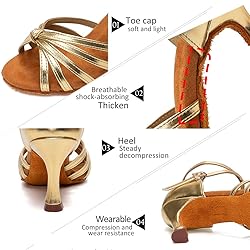 DKZSYIM Women's Satin Latin Dance Shoes
