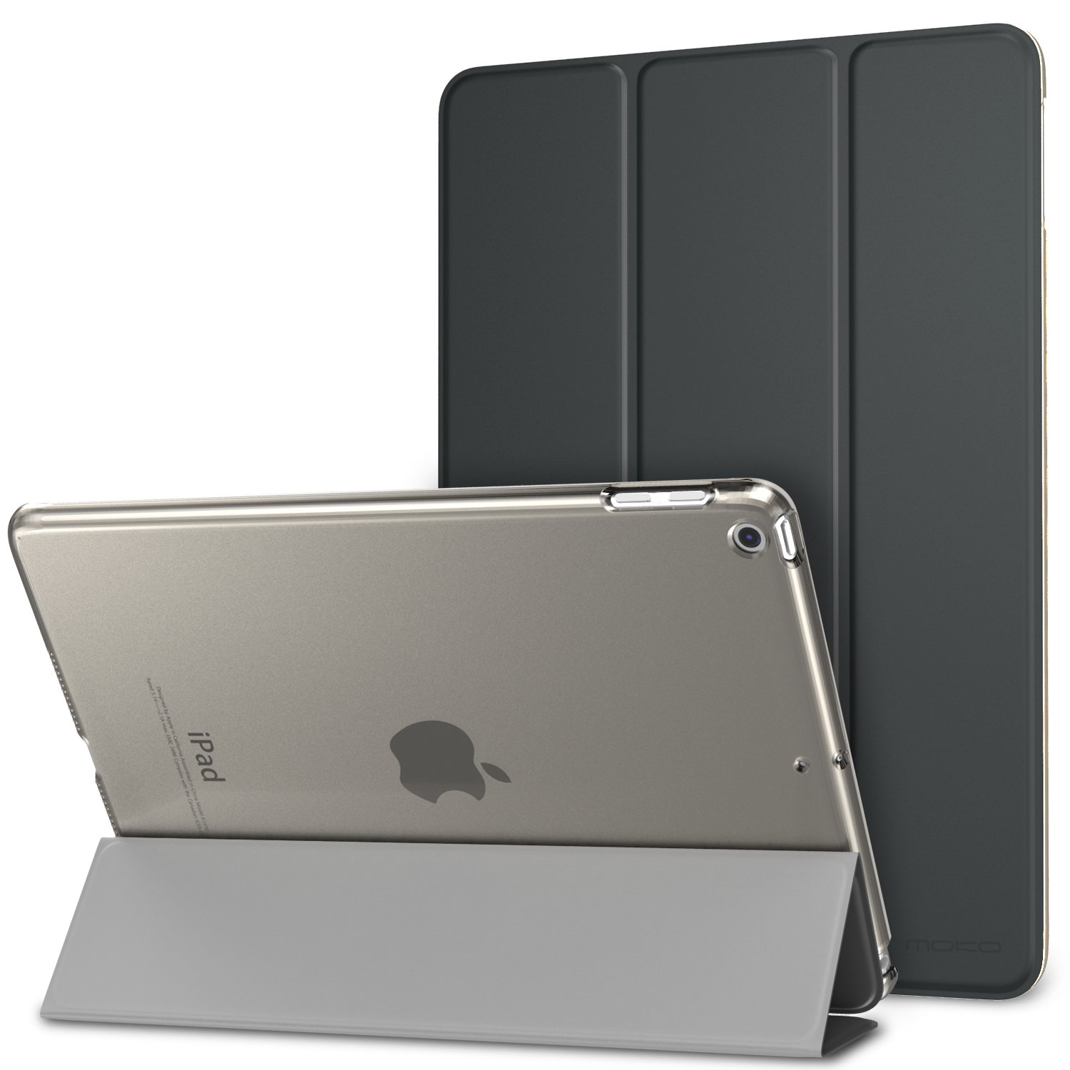 MoKo Case Fit 2018/2017 iPad 9.7 5th / 6th Generation, Slim Lightweight Smart Shell Stand Cover with Translucent Frosted Back Protector Fit Apple iPad 9.7 Inch 2018/2017, Space GRAY(Auto Wake/Sleep) — image 1