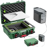 ToKismet Starlink Mini Case, IP67 Waterproof Hard Shell with DC Port, Green | Protective Storage for Dish Accessories | Portable Carrying Design | Camping, RV and Outdoor Travel