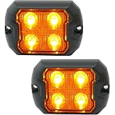 Amber LED Strobe Lights, Grille Quad-Sync Emergency Kit, Surface-Mount | Hazard Warning Caution Lights for Vehicles, Off-Road, SUVs, Trucks, Trailers and Boats