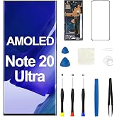 AMOLED for Samsung Galaxy Note 20 Ultra 4G 5G Screen Replacement with Frame | N985U N986U 3D Touch LCD Display Full Assembly Repair Tools Kit Side Button Digitizer Black