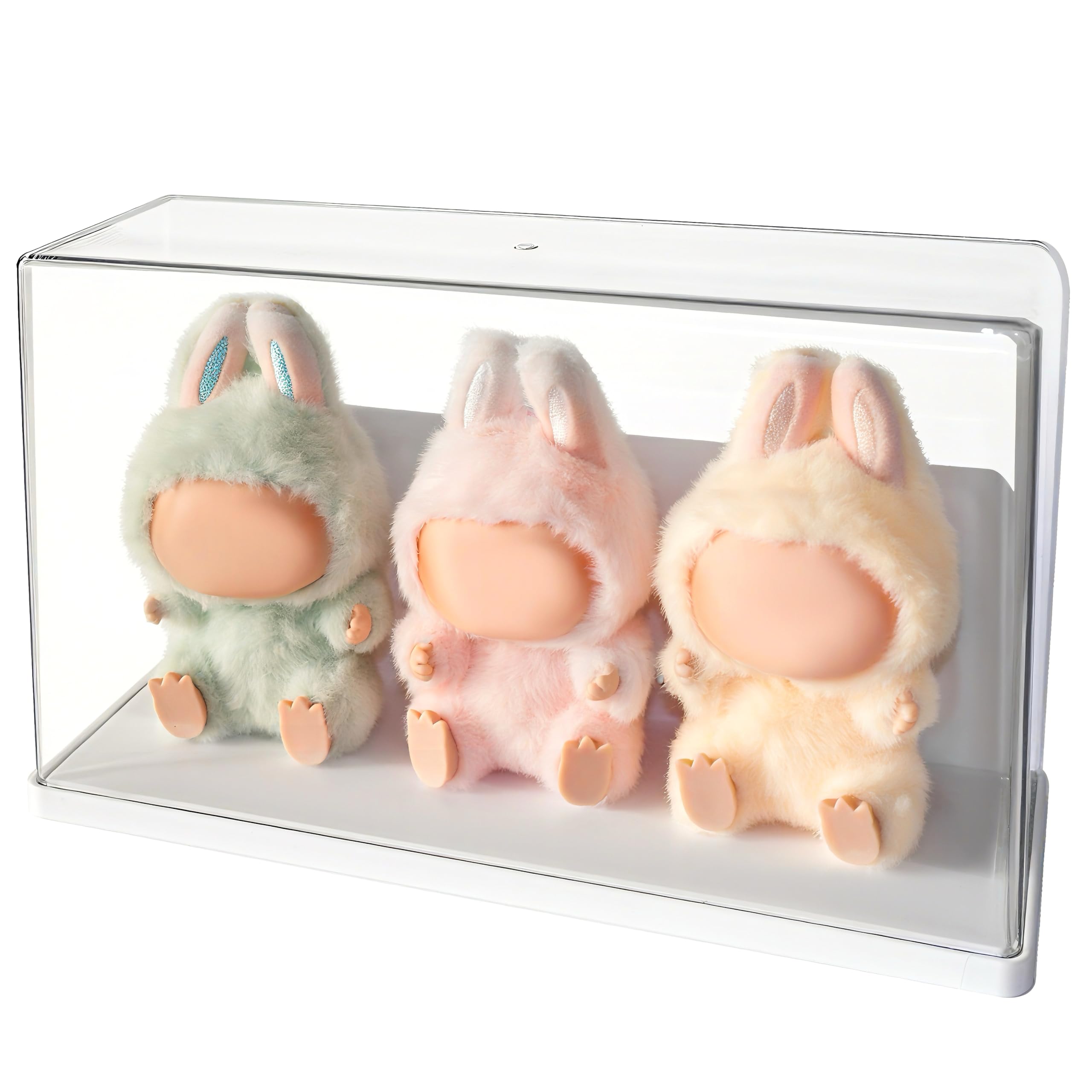 Photo 1 of Display Case Compatible with Labubu POP MART, Acrylic Clear Display Box Shelf for POP MART Labubu Doll, 1 Pack White