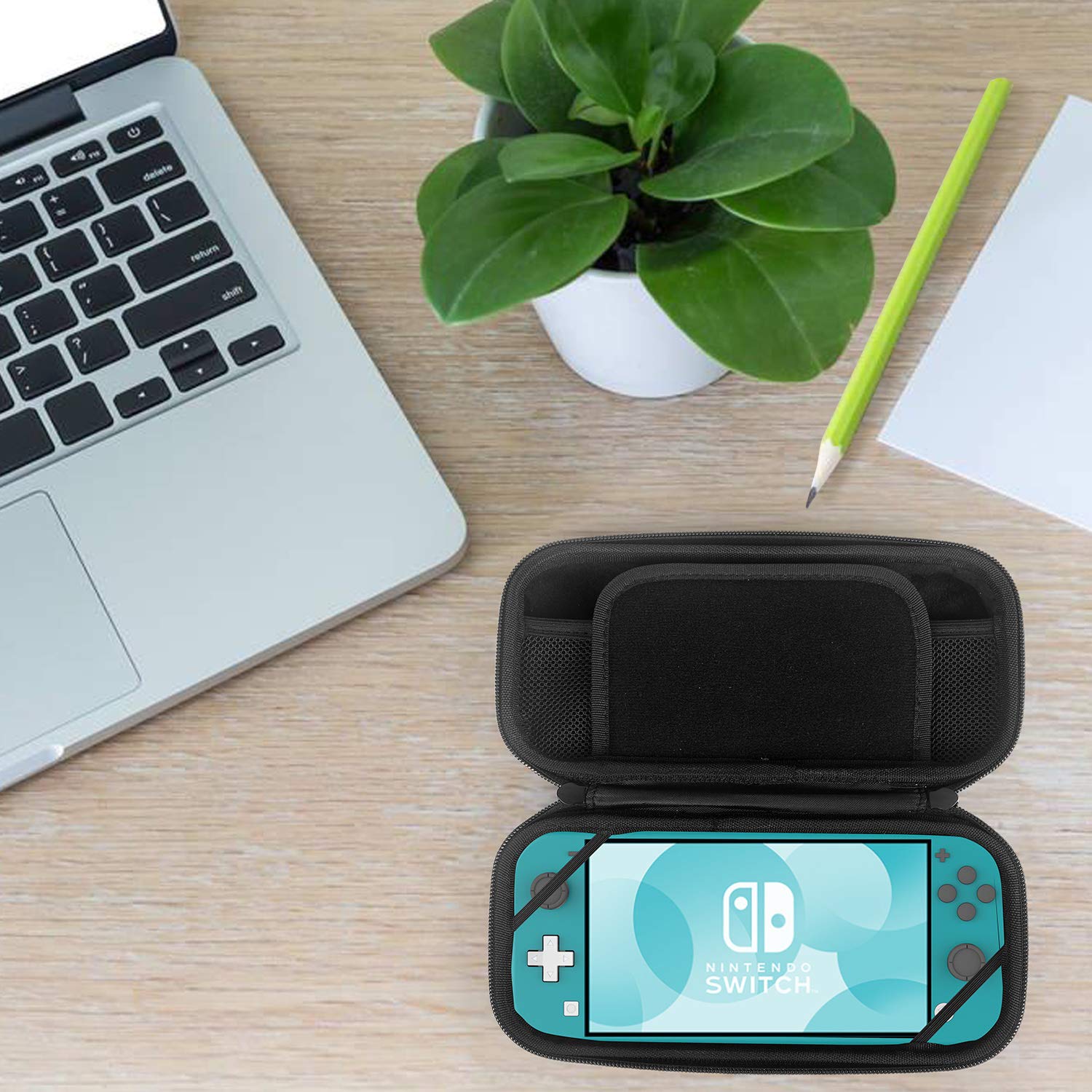 Carrying Case for Nintendo Switch Lite, Tempered Glass Screen Protector Soft Lining Hard Shell Travel Game Bag with 10 Game Card Slots for Switch Lite (Gray)