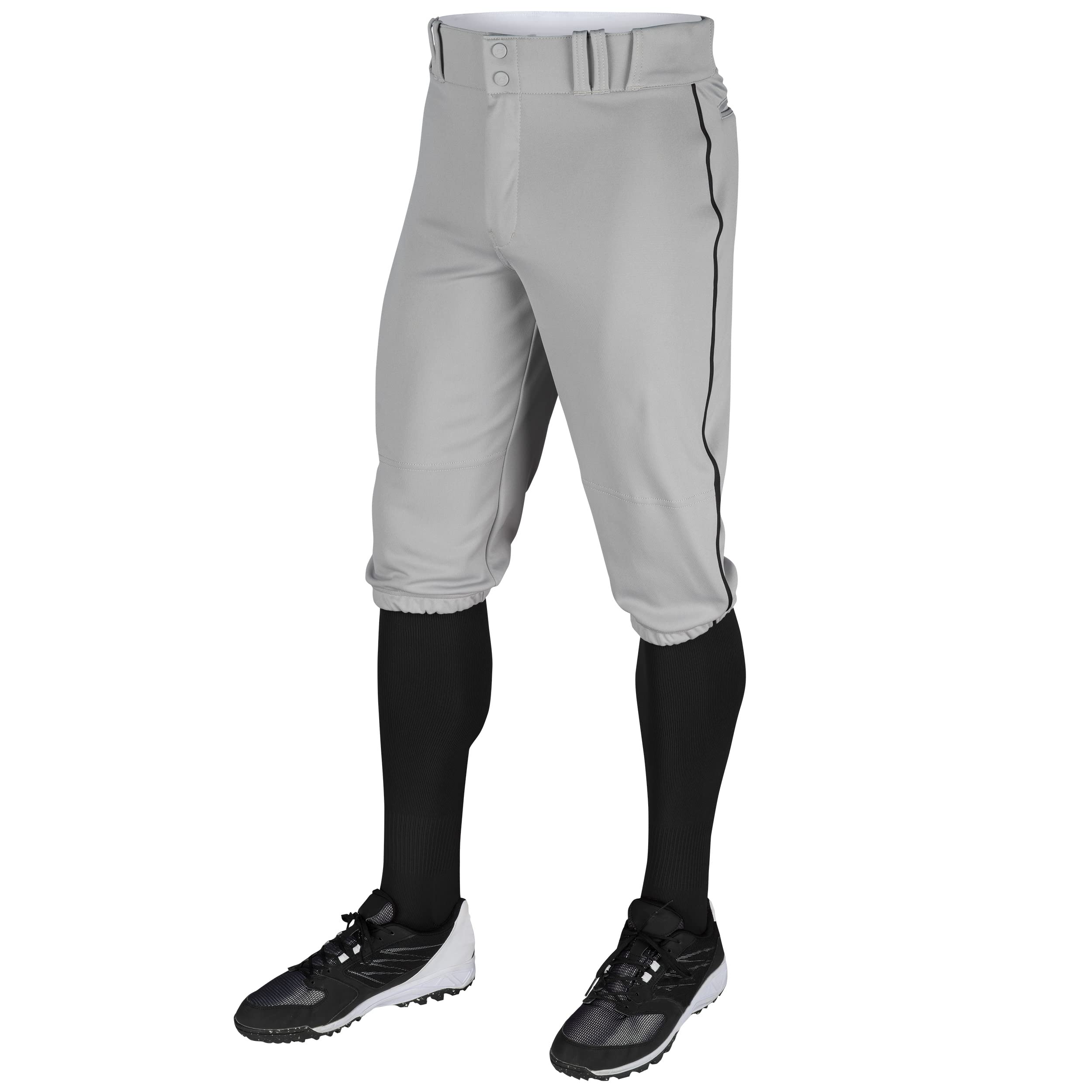 CHAMPRO Braguitas de béisbol con triple corona para niños con trenza, talla XS, gris con tubo negro