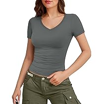 Womens Casual Basic Summer Autumn White Black Short Sleeve V