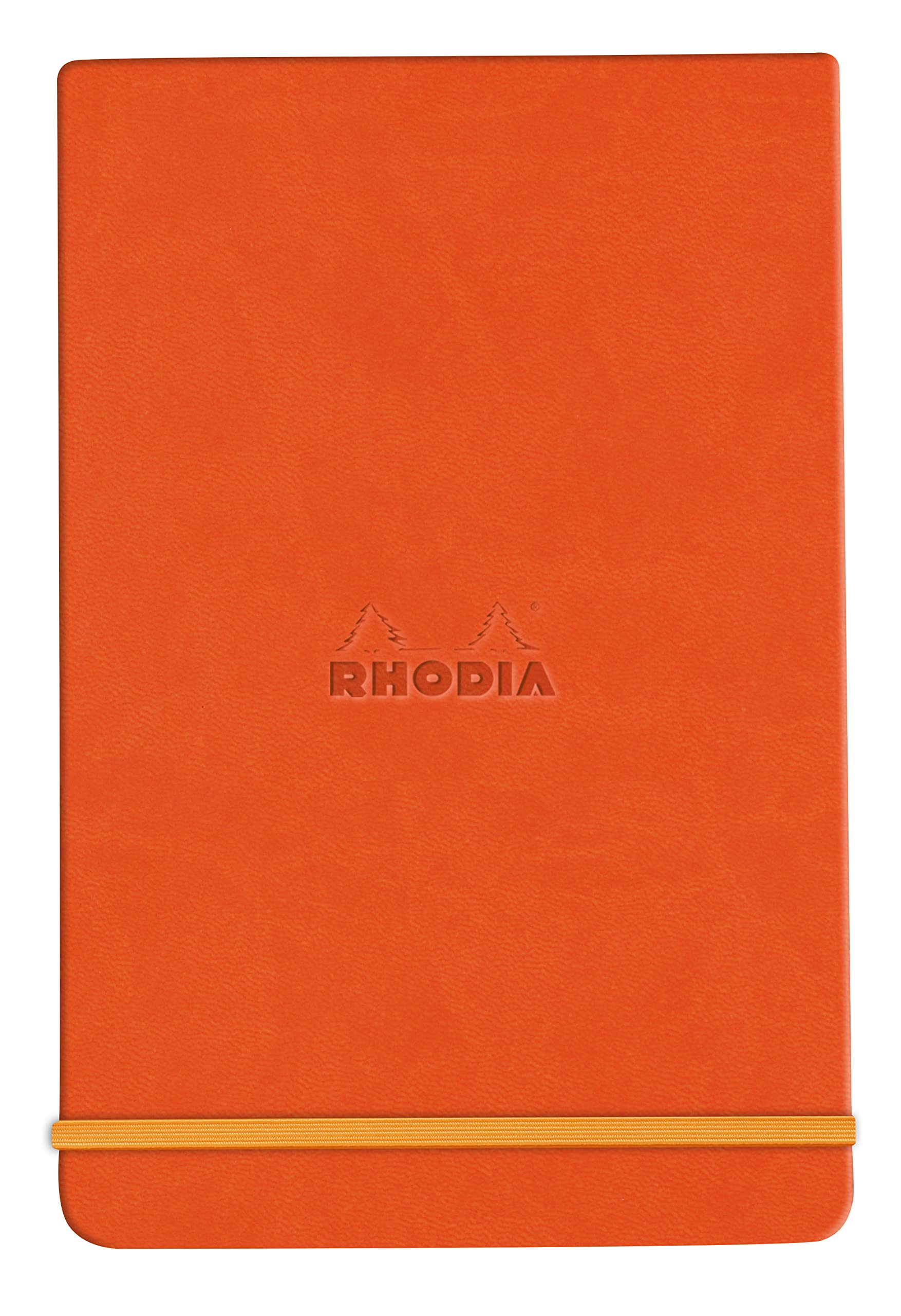 RHODIA 194368C - Rigid Notebook Webnotepad Tangerine - A6 - Ruled - 192 Detachable Pages - Ivory Clairefontaine Paper 90 g/m - Bookmark, Elastic Closure - Faux Leather Cover - Rhodiarama