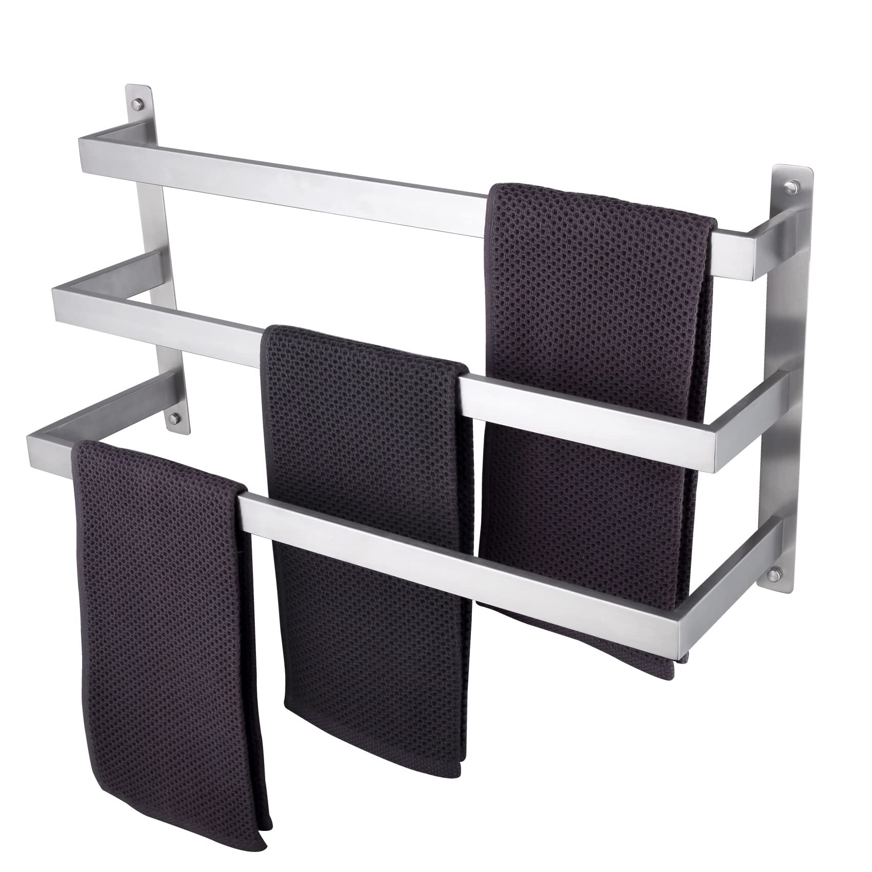 Photo 1 of KOKOSIRI Bath Towel Bars Bathroom 3-Tiers Ladder Towel Rails Towel Holders Wall Mounted Towels Shelves Rack Brushed Stainless Steel, B5006BR-L24