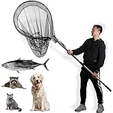 Smarkey Dog Catch Net Pole Animal Catching Wildlife Control Tool | for Chicken Raccoon Duck Goose Bird Skunk Bat Raccoon Guinea Fowl Feral Cat Pigeon Tuna Calf Goat Large Fish Net - Heavy Duty