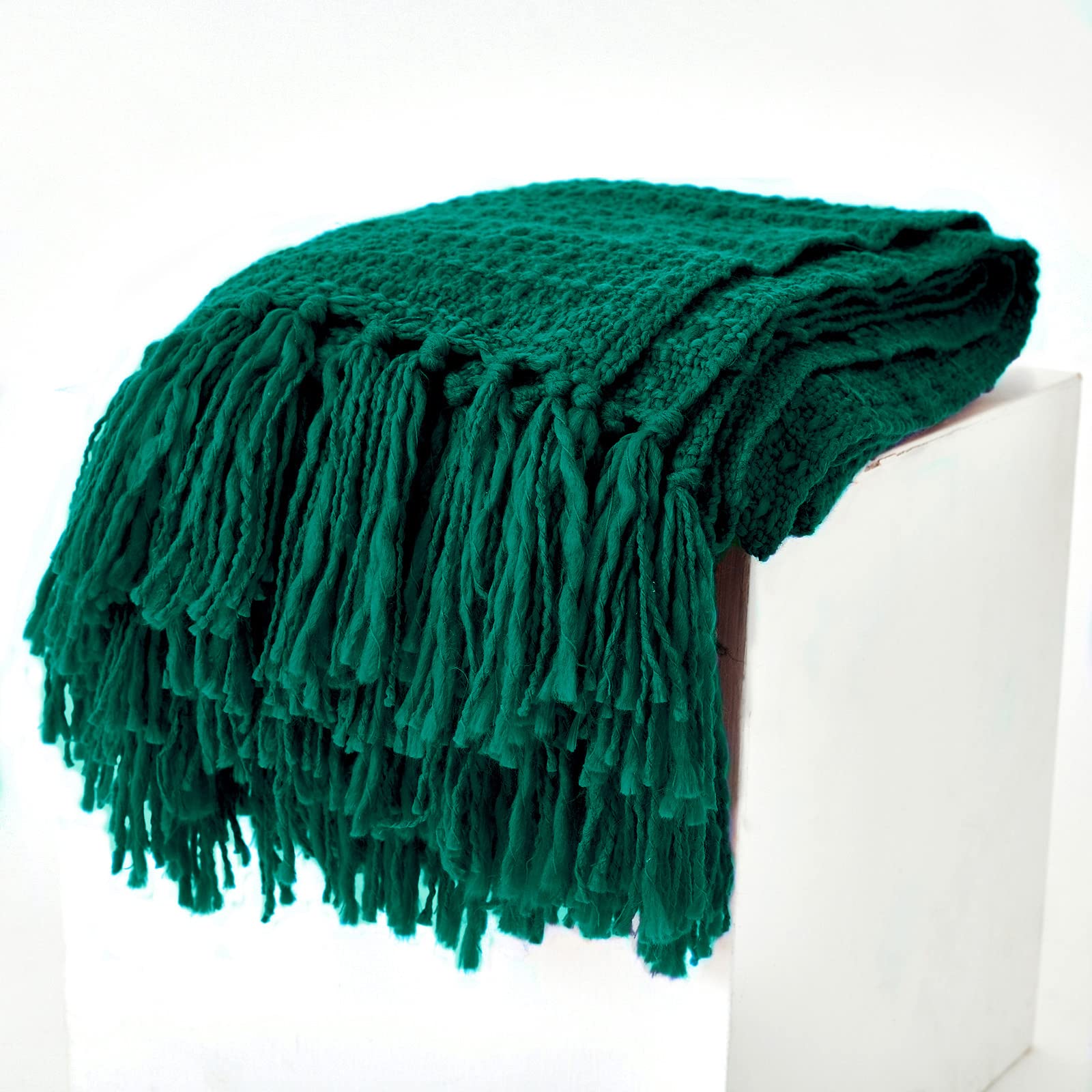 ZIGGUO Thick Chunky Green Knitted Throw Blanket for