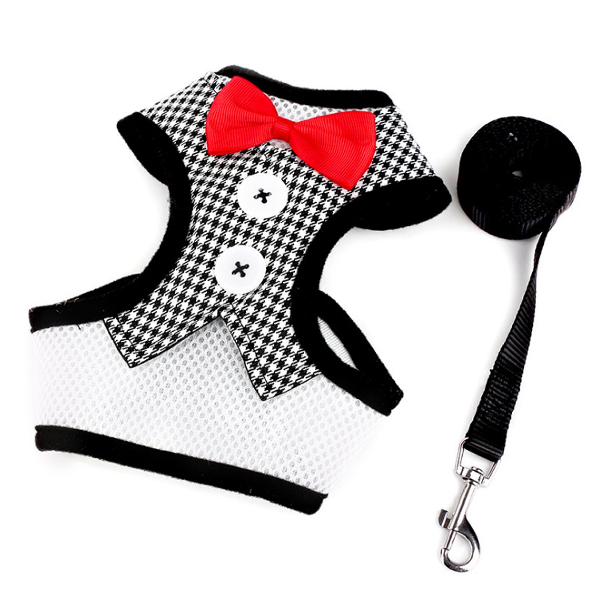 PETCUTE Dog tuxedo outfit Dog Harness with Leash Adjustable Dog Harness Dog Suit with Bowtie Christmas Halloween outfit for dog