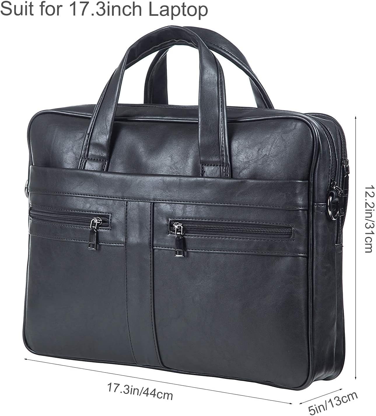 Men's Leather Messenger Bag, 17.3 Inches Laptop Briefcase Business Satchel Computer Handbag Shoulder Bag for Men (Black): Computers & Accessories