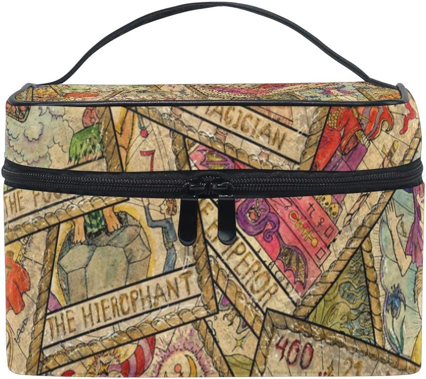 Makeup Train Cases Old Colorful Tarot Travel Cosmetic Bag Portable Artist Storage Bag Organizer for Womens