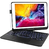 Dolpking Keyboard Case for iPad Pro 9.7 inch 6th Gen (2018)/5th Generation (2017), 360° Rotatable Wireless Keyboard for iPad Air 2 & Air 1 with Multi Touchpad, 7 Color Backlit (Deep Black)