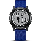HANPOSH Mens Digital Watch Ultra Thin Minimalist Sports Waterproof Outdoor LED Screen Large Face Wrist Watches for Men with Back Light Alarm Date Stopwatch