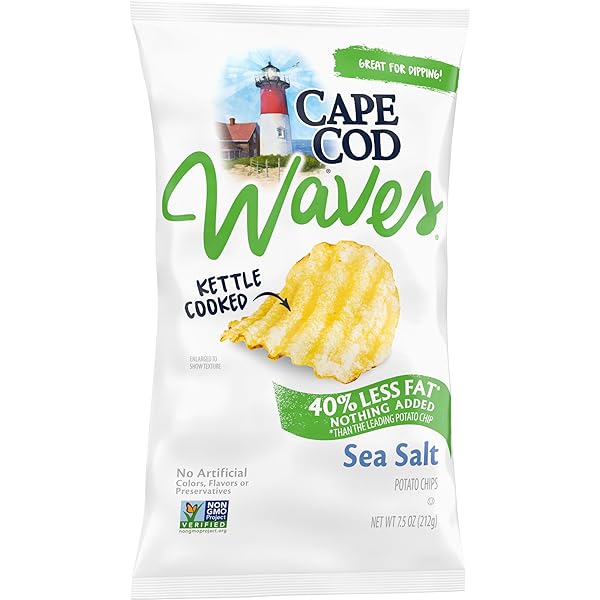 CAPE COD LESS FAT SEA SALT CHIPS, 7.5 OZ BAG