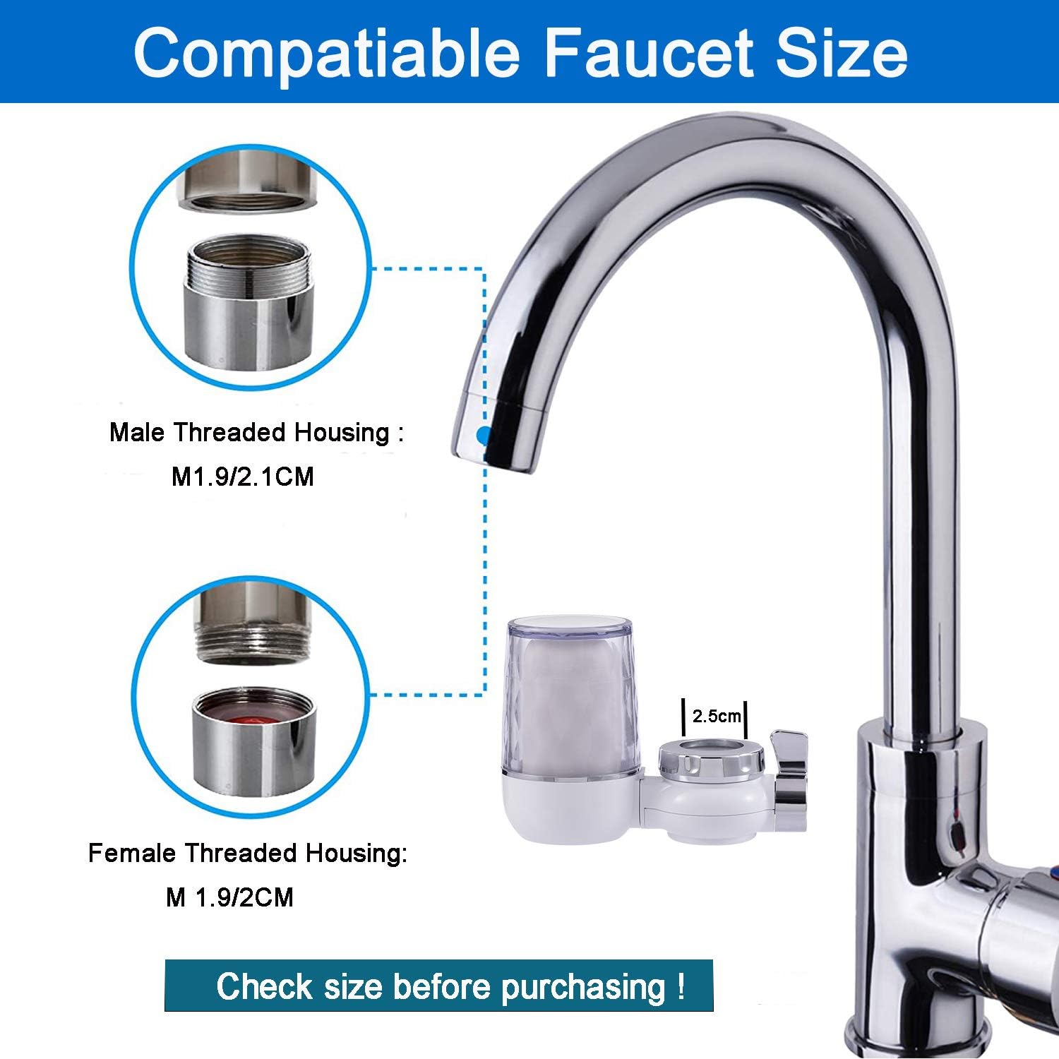 Tysonir Water Faucet Filtration System,Faucet Filter with Activated Carbon, Easy Installation,Tap Water Filter, High Water Flow Tap Water Purifier for Home Kitchen Bathroom: Home & Kitchen