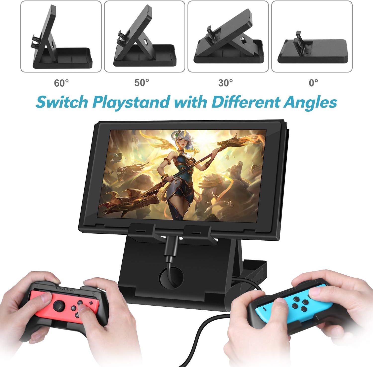 HEYSTOP Case & Accessories Kit for Nintendo Switch, 12 in 1 Switch Carry Case, PlayStand, Joycon Steering Wheel, Joycon Grip, Screen Protector, Protective Case Cover, Thumb Grips, Charger Cable: Electronics