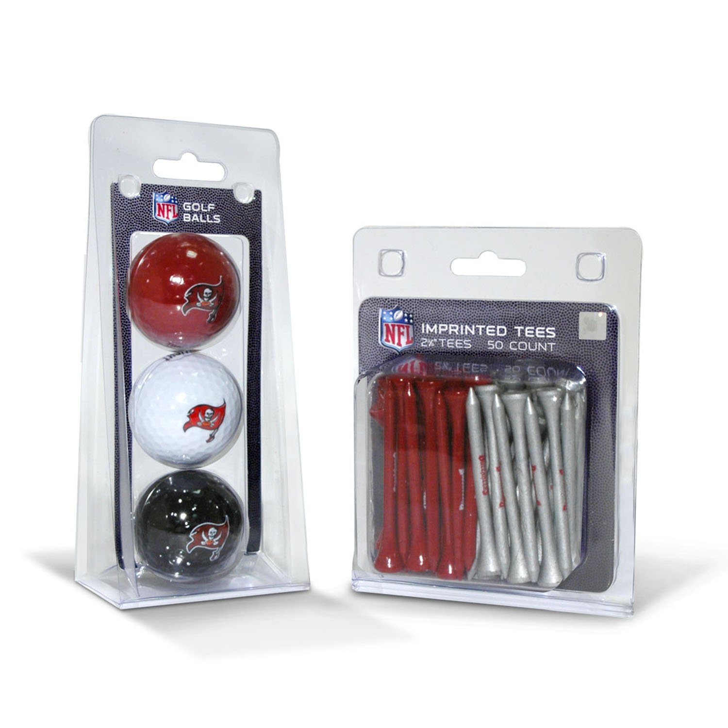 Team Golf NFL Tampa Bay Buccaneers 3 Golf Balls And 50 Golf Tees Logo Imprinted Golf Balls (3 Count) & 2-3/4" Regulation Golf Tees (50 Count), Multi Colored
