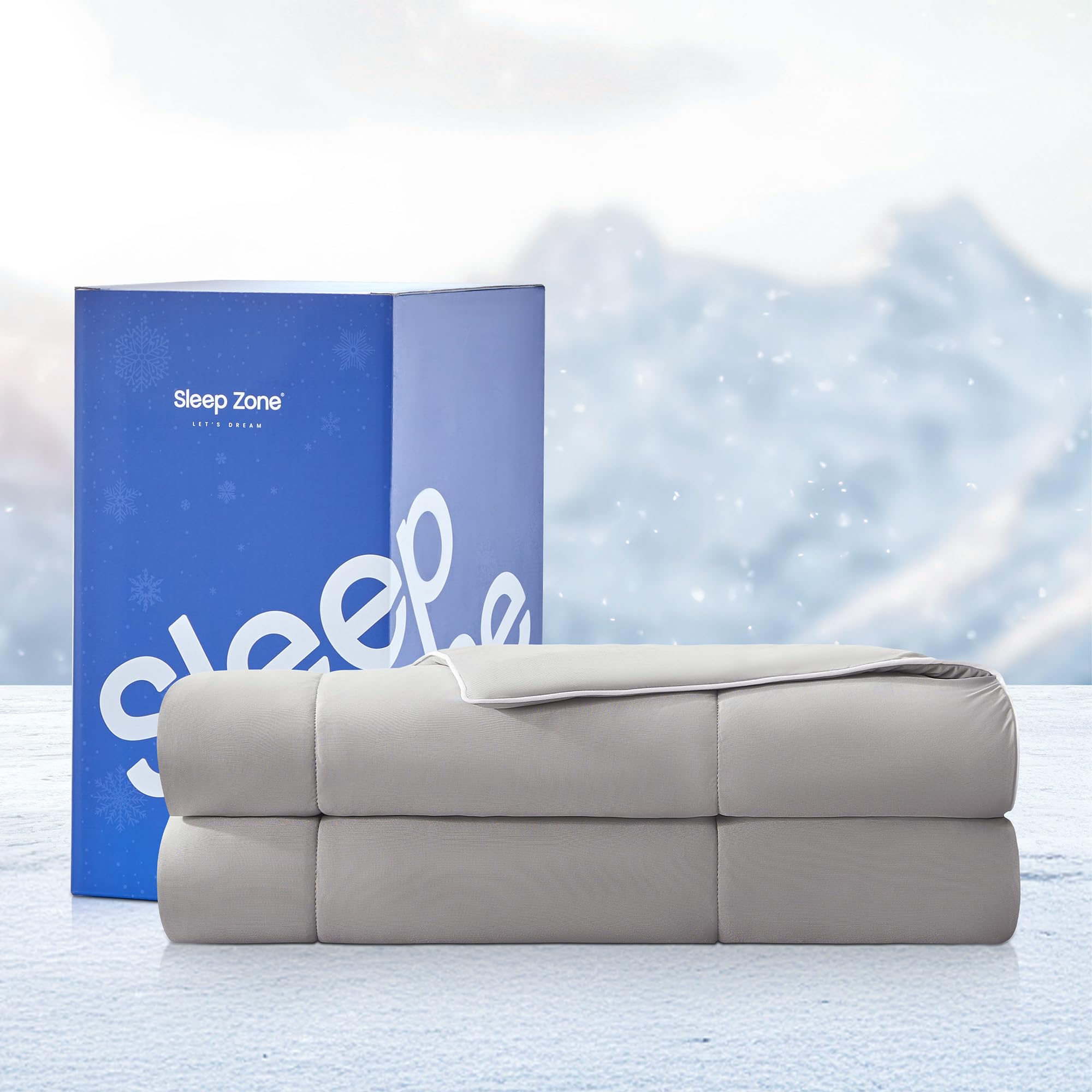Photo 1 of SLEEP ZONE Queen Cooling Comforter Set for Hot Sleepers, Nanotex Cooling Blanket?3 Pieces Jersey Knit Bedding, Reversible Cool Feeling, Soft and Breathable with 2 Pillowcases, 1 Comforter (Grey)
