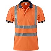 SMASYS Safety Polo Shirt High Visibility - Reflective Shirt Short Sleeve ANSI Standards Construction Work Wear for Men and Women (Orange, M)
