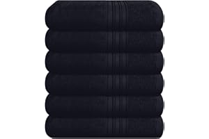 BOUTIQUO Ultra Soft Cotton 6 -Piece Hand Towel Set 16x24 Inch, Ideal for use in Bathroom, Kitchen, Gym, Spa & General Cleaning, Compact & Lightweight Multi Purpose Hand Towels - Black