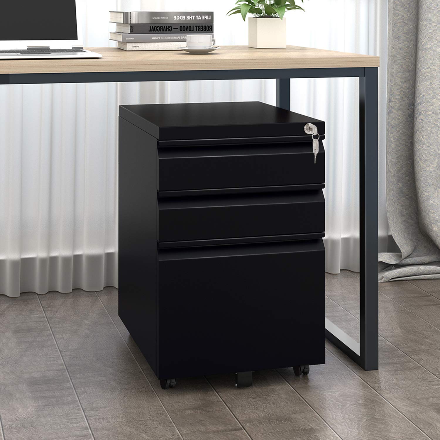 DEVAISE-3-Drawer-Mobile-File-Cabinet-with-Lock-Metal-Filing-Cabinet-LegalLetter-Size-Fully-Assembled-Except-Wheels