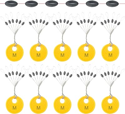 Realure 60 Pcs Fishing Float Stops 6 in 1 Oval Black Beads 0.2-0.33mm