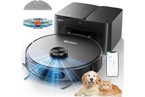 SHELIKI Robot Vacuum and Mop, 3-in-1 Robotic Vacuums Cleaner with LiDAR Navigation Smart Mapping & Max Strong 6000Pa Suction, Self Emptying Bases for 70 Days, WiFi/App/Alexa Voice Control, Obstacle Avoidance