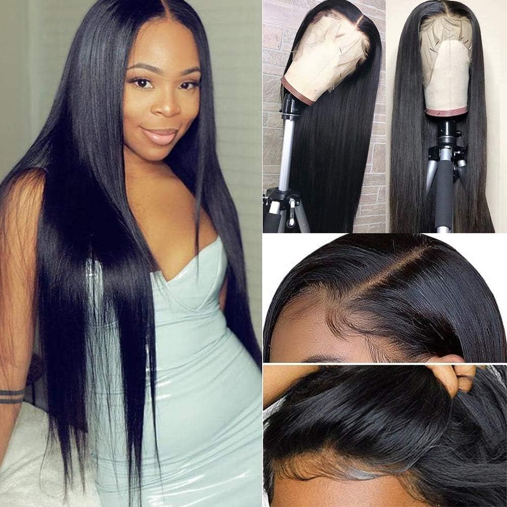 Maxine Lace Front Wigs Human Hair Straight Human Hair Wigs for Black Women Virgin Brazilian Hair 130% Density Straight Human Hair Natural Color 18 inch
