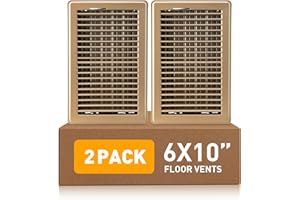 VE NI SCC Floor Register 6 x 10 Inch 2 Pack, Floor Vent Covers for Home Floor, Sidewall, Premium Finish Air Vent Cover with Easy Adjust Air Supply Lever, Brown