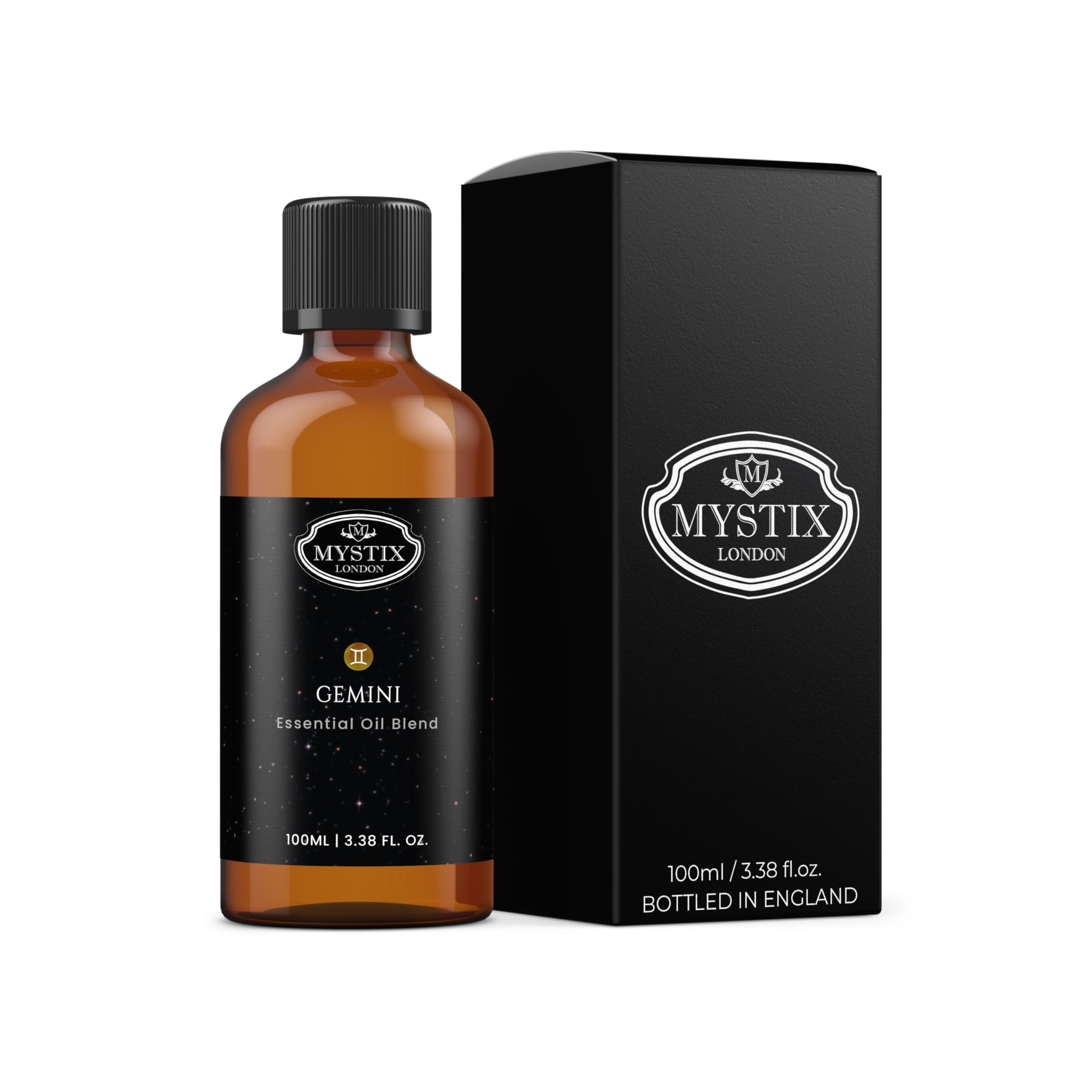 Mystix London | Gemini Zodiac Sign Essential Oil Blend 100ml | 100% Pure & Natural | Aromatherapy for Air Signs | Ginger, Bergamot, Basil, Grapefruit, Neroli | Vegan, GMO Free