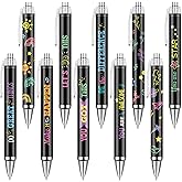 Gueevin 10 Pcs Inspirational Ballpoint Pens Retractable Funny Black Ink Pen Set with Stylus Tip for Office Supplies, 10 Styles (Cute)
