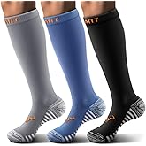 BULLIANT Men Compression Socks 3Pairs-Knee High Socks 15-20 Pressure Unise- Cushioned Sole Extra Wicking
