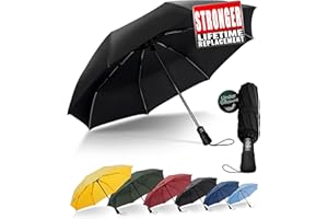 Chakipee Travel Compact Umbrella Windproof - 8 Ribs Folding Umbrella for Men and Women, Portable 210T Fabric 97cm Span, Porta