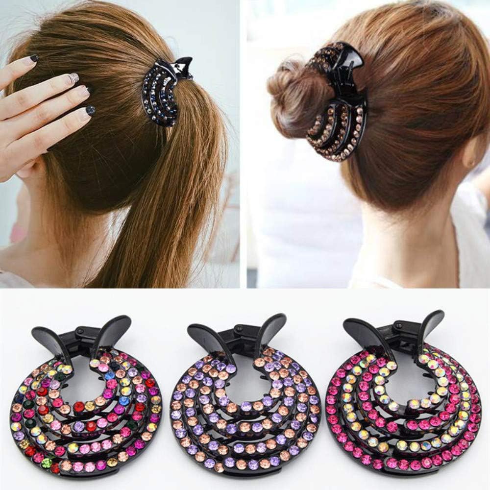 4Pcs Rhinestone Flower Hairpins Women Nest Bud Shape Hair Clips Elegant Flowers Crystal Ponytail Holder (H062)