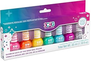 3C4G THREE CHEERS FOR GIRLS Bright Nail Polish Set for Girls & Teens - 7 Vibrant, Non-Toxic, Kid-Safe Colors for Every Day of the Week - Ideal Gift for Ages 8+ - Perfect for Parties & Play - Fun DIY Manicure Kit by Make It Real