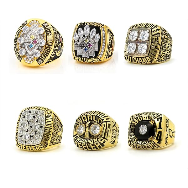 XiaKoMan Pittsburgh Football 1974 1975 1978 1979 2005 2008 World Champions Replica Rings Set with wooden Box championship gifts (9) by XiaKoMan - Used condition - US$25.09