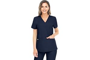 COMENII Scrubs for Women, 3 Pocket V-Neck Tailored Fit Workwear, Anti-Wrinkle Medical Scrub Tops Women