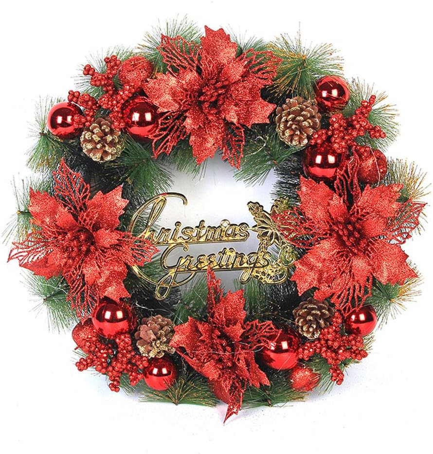 HARVESTFLY Xmas Garland, Christmas Wreath, Christmas Decorations, 40 CM/Silver/Gold/Red/Purple