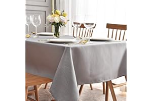 maxmill Jacquard Tablecloth Swirl Design Water Resistance Antiwrinkle Heavy Weight Soft Table Cloth for Buffet Banquet Parties Event Holiday Dinner Rectangle 60 x 84 Inch Light Gray